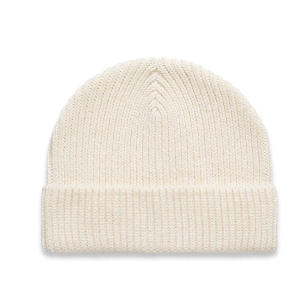 AS COLOUR Knit Gauge Beanie With Cat Design in Ecru/White NWOT
